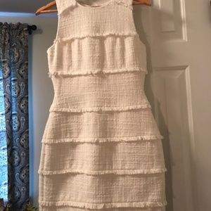 J Crew Ivory Fringed Tweed Dress Size 4P  NWOT